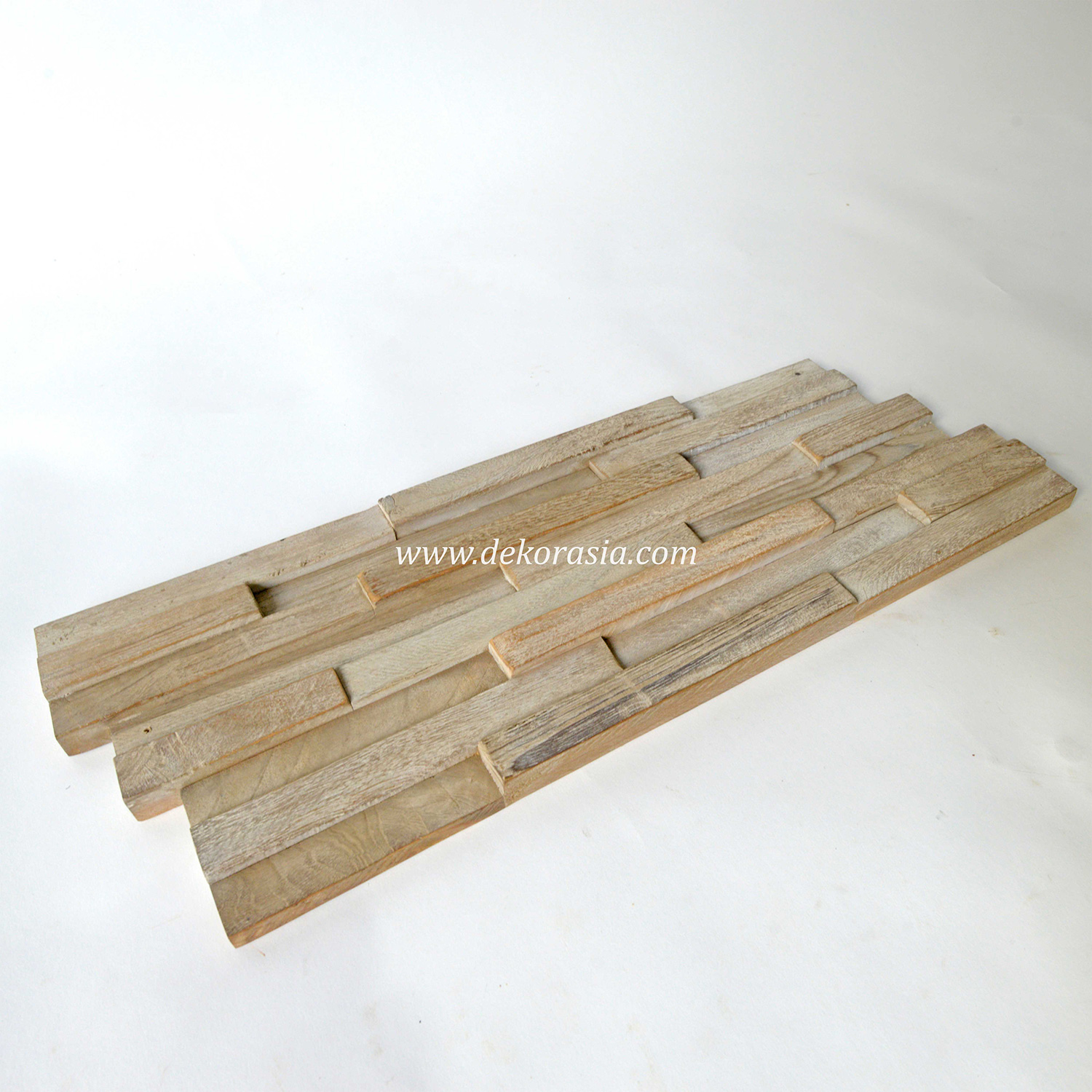 Wood Wall Cladding Square Teak 323 White Washed, Wall Cladding for Decoration